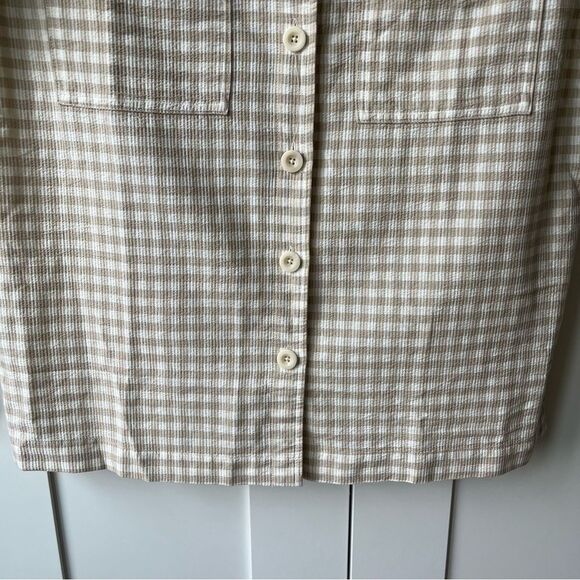 Madewell Camp Checked Gingham Plaid Boxy Gauze Button Down Shirt Tan Small NWT - Picture 9 of 16